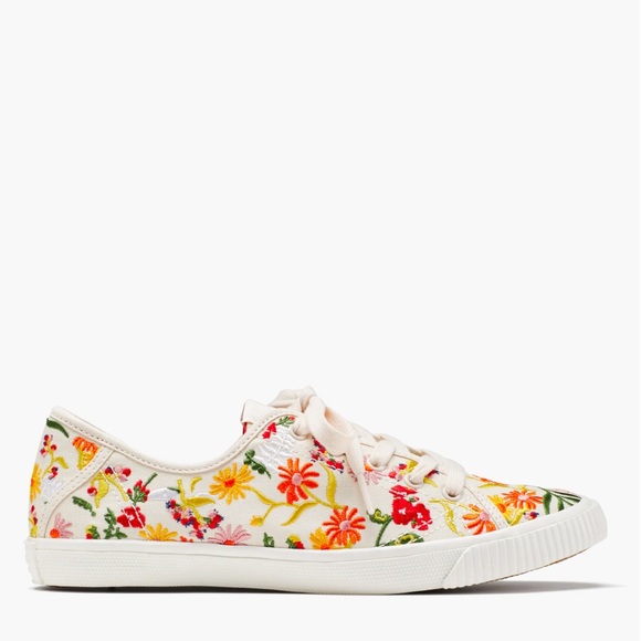 kate spade Shoes Kate Spade Tennison Garden Floral Embroidered Canvas Sneakers Parchment Nib